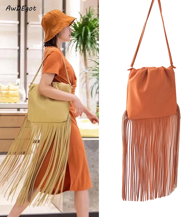 Женские сумки с кисточками длиной 50 см трендовые дизайнерские стильные бахромой