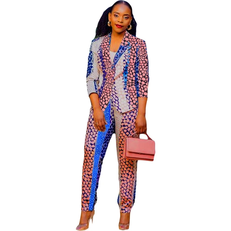 Комплект из 2 предметов, одежда в африканском стиле, Дашики, модный костюм Дашики(топ и брюки), супер эластичные вечерние комплекты в африканском стиле для леди - Цвет: Оранжевый