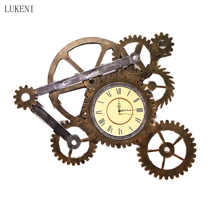 Industrial Style Retro Gear Wall Clock To Make Old Decorations Murals Ornaments Creative Bar Decoration Clocks | Дом и сад