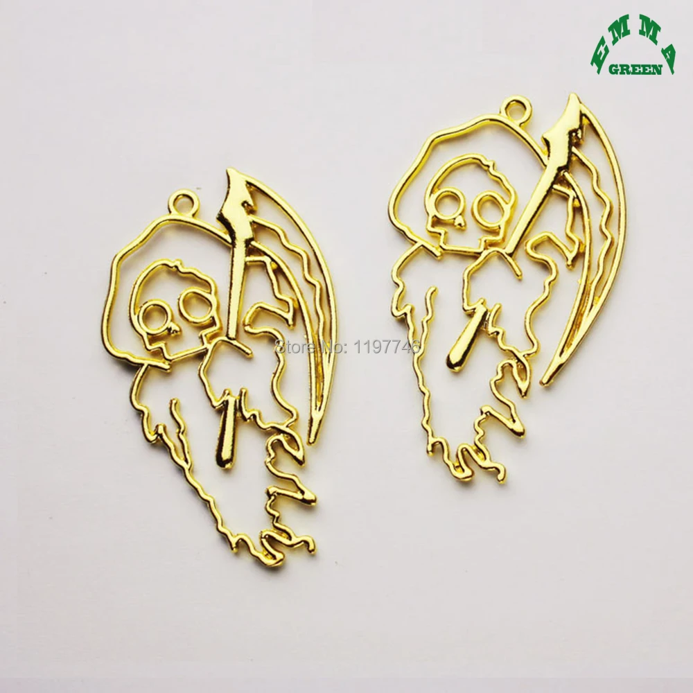 

Gold Halloween Charm Hollow Ghost Mold Metal Pendants Charms Accessories for Jewelry Making Handmade Finding 20pcs 54mm