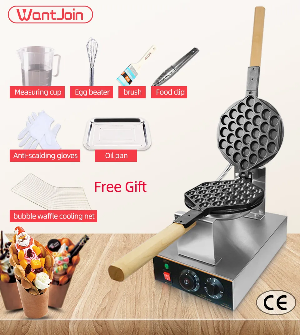 

Wantjoin Belgian Waffle Maker Electric Wafer Non-Stick Cake Machine Bubble Waffle Ce Iron Waffle Cone Makers Mini Pancake Maker