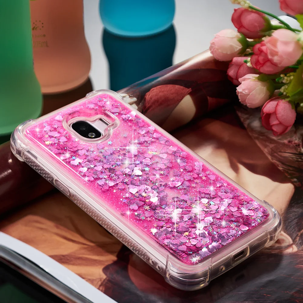 Мягкий силиконовый чехол бампер с блестками и зыбучим песком для Samsung Galaxy J2 Pro