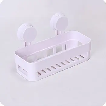 

Plastic Single Layer Shower Draining Bathroom Shelf Cosmetic Rack Suction Cup Draining Bath Organizer
