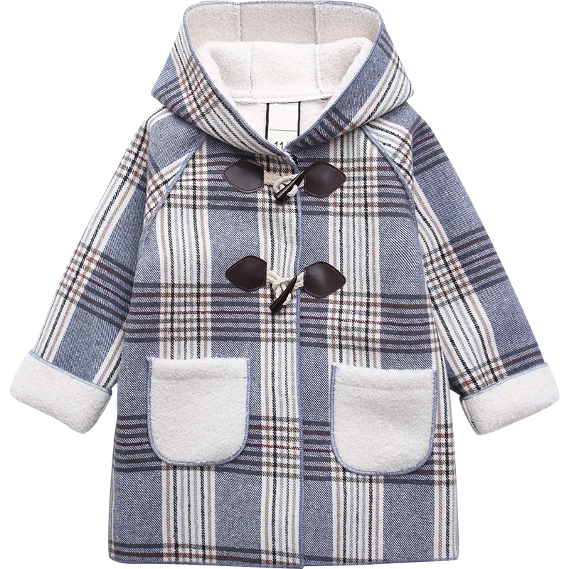 

Girl's long woollen coat winter wool hooded coat 3-14 years old