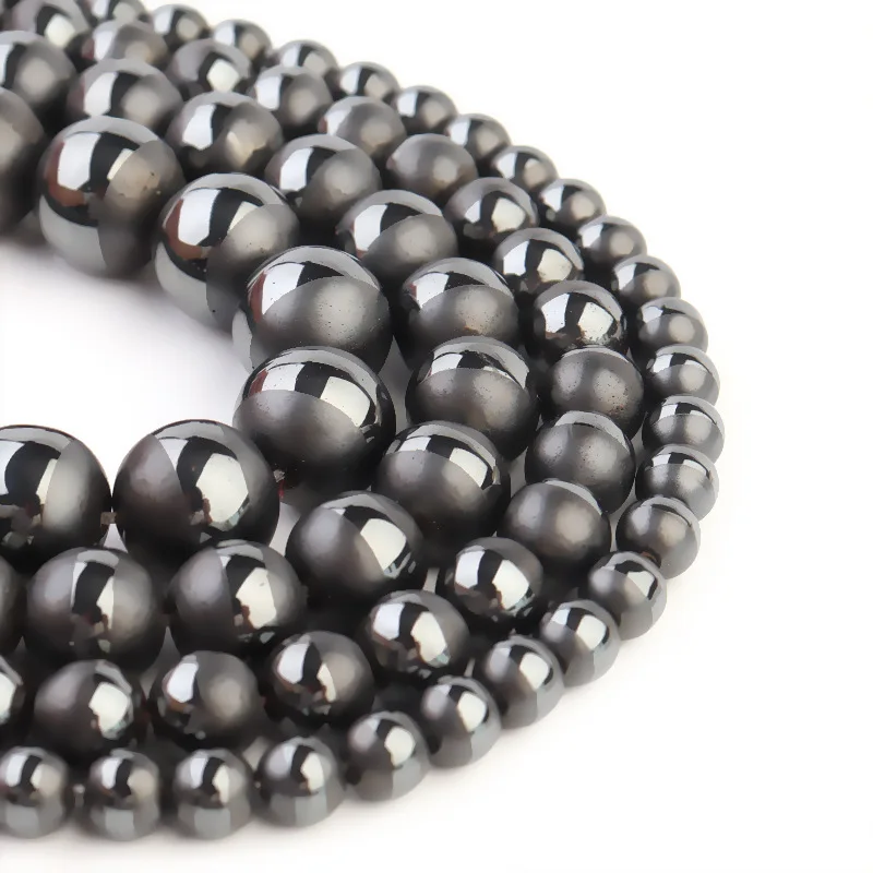 

Natural Hematite Frosted Beads 6-12mm Half-Side Round Black Gallstone Beads Charm Jewelry DIY Necklace Bracelet Accessories