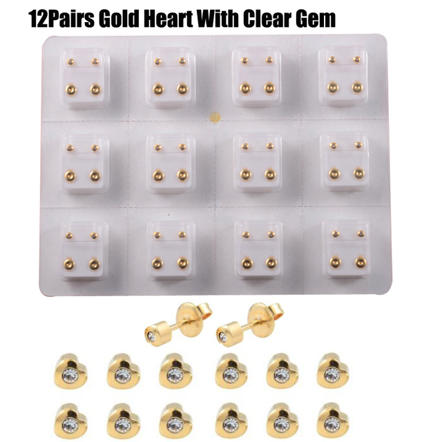 Sterilized Dozen Pack Gold & Silver Color Ear Cartilage Tragus Piercing Stud Earring Mixed Colors Shape Star Heart Pearl