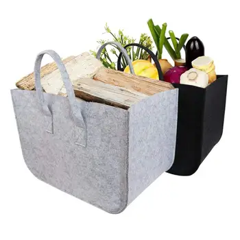 

Large Firewood Basket Storage Shopping Basket Cloths Felt Bag Laundry Hamper Baskets With Handle For Carry Wood Toys Go Shopping