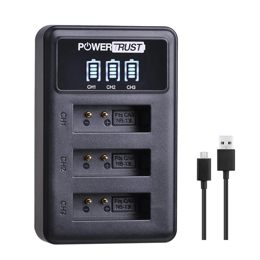 

NB-13L NB 13L NB13L LED 3 Slots USB Battery Charger For Canon G7 X Mark II G7X PM165 G5 X G5X G9 X G9X SX620 SX720 HS