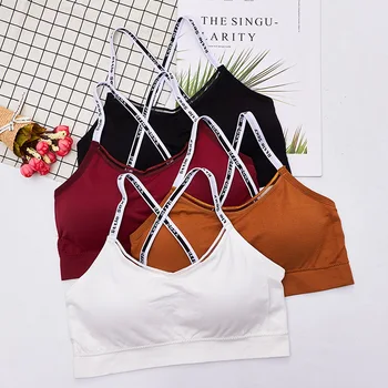 

Underwear Fitness Bra Girls Top Casual Teens thin Padded Bra Female Cross Women's Black Wrapped Chest Bras Top push up lingerie