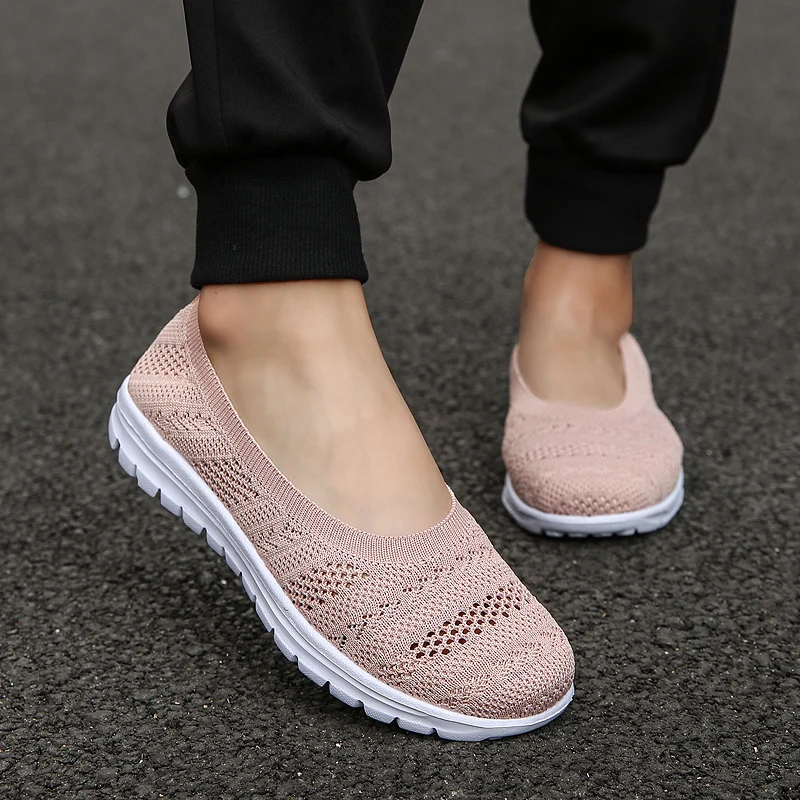 Женские сверхлегкие туфли Tenis Femme модные повседневные для женщин удобные вязаные