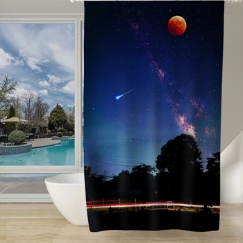 

Laeacco Colorful Shower Curtains Starry Sky Clouds Scenery Pattern Waterproof Polyester Fabric With Hook For Bathroom Decoration