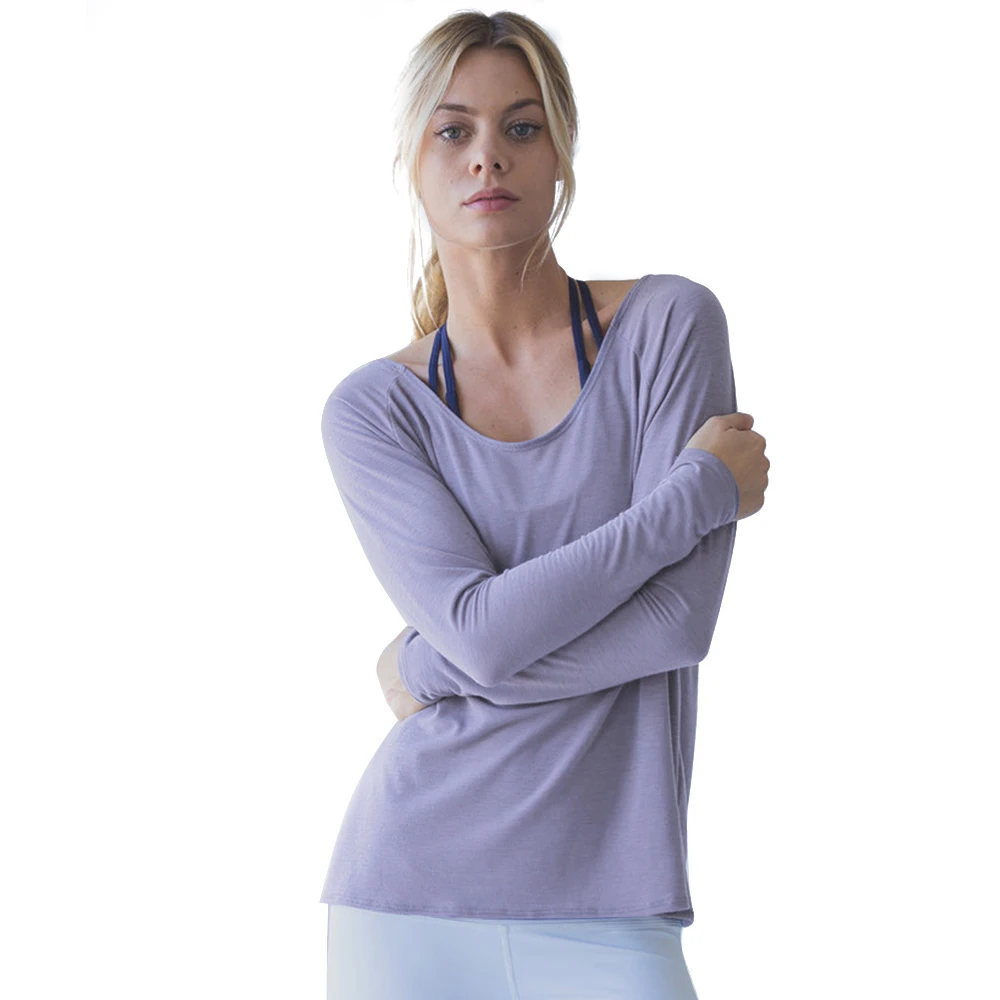 Yoga Shirt Sport Woman Fitness Blouses Backless Modal Dry Fit Loose Gym Workout Long Sleeve