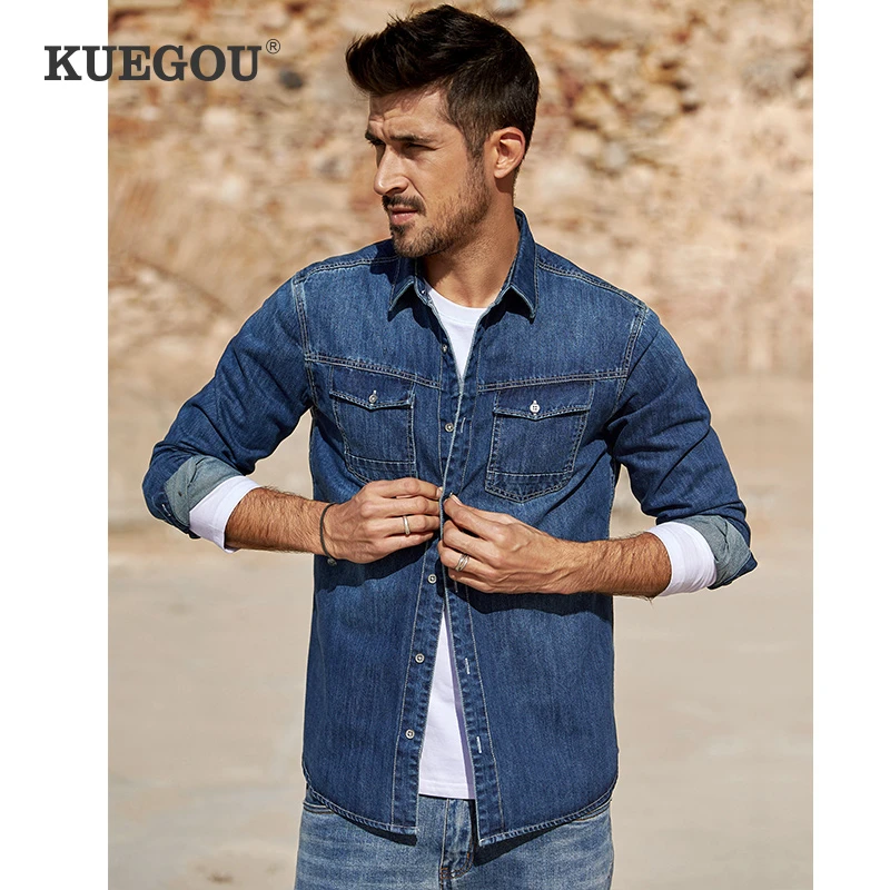 blue denim dress shirt mens