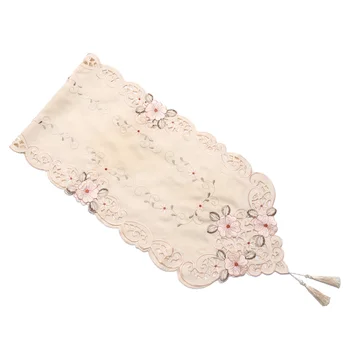 

Classical Table Runner Table Flag Table Mat Exquisite Hollow-out Embroidery Tablecloth Creative Decorative Tablecloth with 2pcs