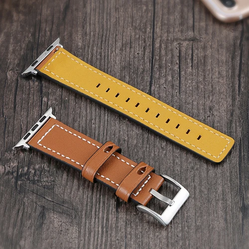 Brown Joyozy кожаный ремешок для наручных часов iwatch, 4/3/2/1 сменный ремешок с защитой от пота классические для apple watch, ремешок 38 мм/40 мм/42 мм/44 мм - Цвет ремешка: Brown