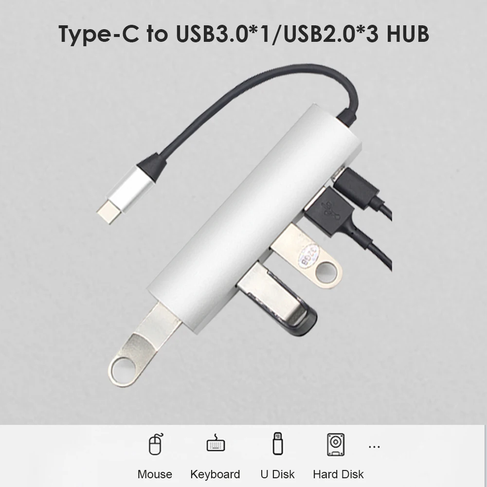 Divisor de concentrador USB 4 en 1, convertidor USB 3,1 tipo C para PC, ordenador, teléfono, USB 3,0, 3 USB 2,0, adaptador de concentrador USB C