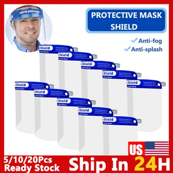

3/5/10pcs Splash-Proof Protective Face Shield Reusable Full Face Protective Mask Saliva Protection Clear Visor Respirator