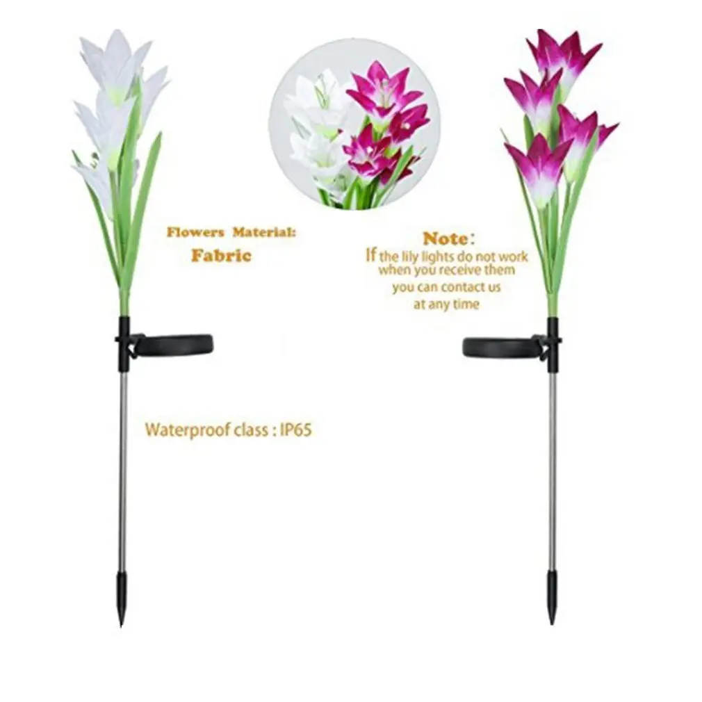Colorful Solar Lily Lantern Led Artificial Lantern Outdoor Decoration Lawn Lights Plug Light Garden Lantern White+ Purple