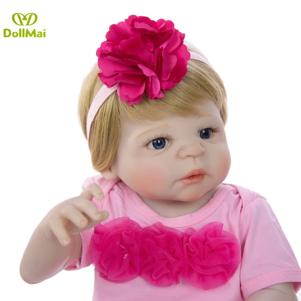 Новинка Реалистичная силиконовая кукла реборн на весь рост 22 дюйма белая платье