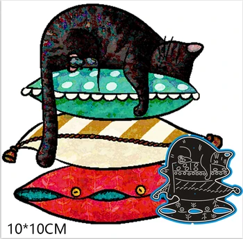 

100*100mm PILLOW AND cat new Metal Cutting Dies Scrapbooking DIY Album Paper Card Craft Embossing stencil Dies