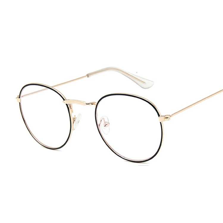Винтажные Ретро очки с металлической оправой, прозрачные линзы, оптические очки, модные очки Гарри, черные маленькие круглые очки - Цвет оправы: Gold black Trans