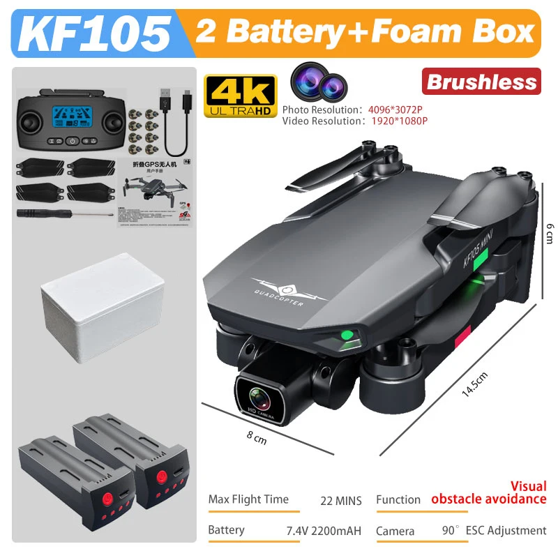 KF105 Professional GPS Drone 4K HD Camera Auto Visual Obstacle Avoidance Brushless Foldable Quadcopter RC Drone VS KF102 MAX rc quadcopter with camera RC Quadcopter