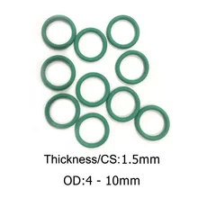 

100 PCS FKM Rubber O RING CS1.5mm x OD 4/4.5/5/5.5/6/6.5/7/7.5/8/8.5/9/9.5/10 O-Ring Fluorine O Gasket Sealing Green ORing