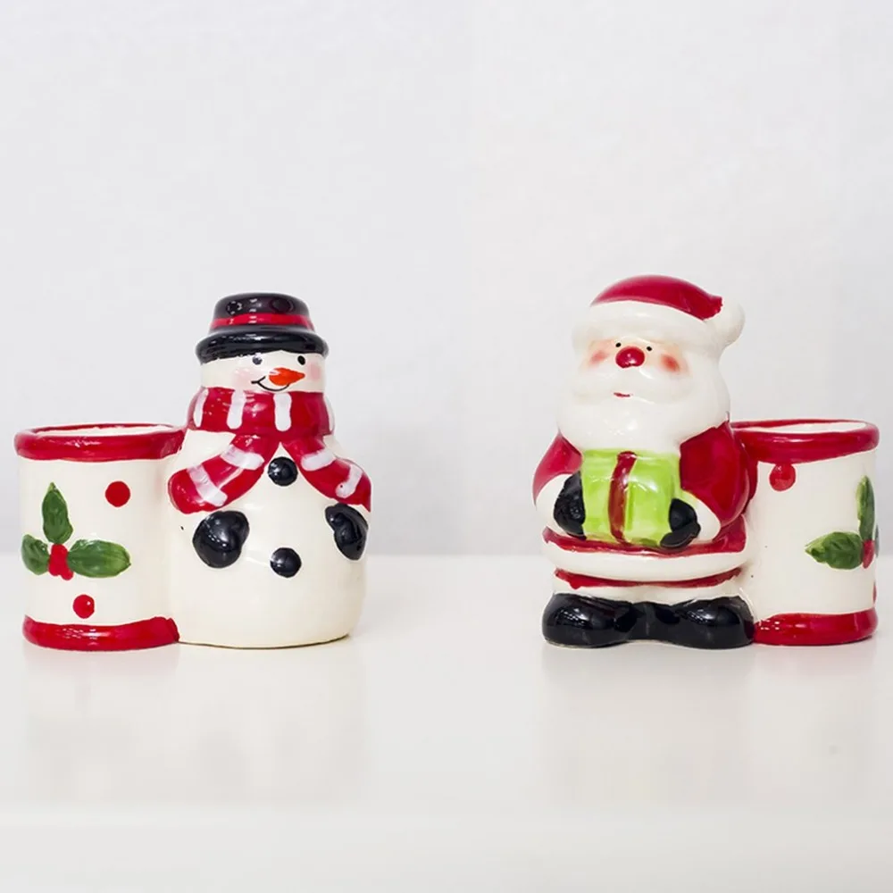 Christmas ceramic toothpick holder Santa Claus snowman Xmas desktop Home Ornament toothpick Storage holder Organizer supplies 4