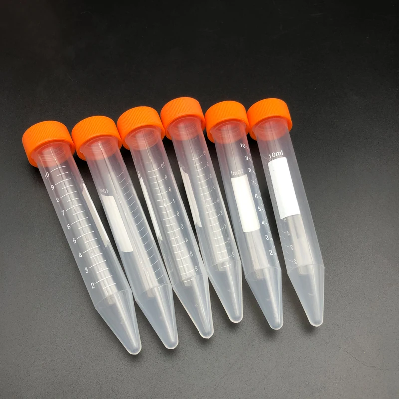 20Pcs/Pack10mL Plastic Screw Cap Flat Bottom Centrifuge Test Tube with Scale Centrifugal Tubes Laboratory Fittings