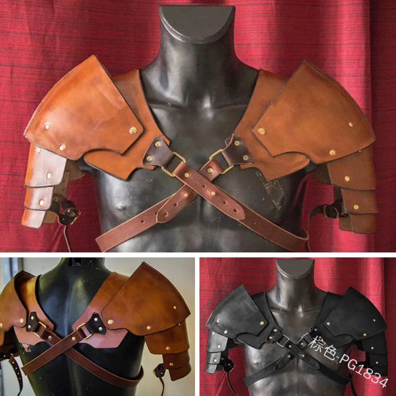 Средневековые мужчины Viking Battle Knight Pauldrons один ремень Регулируемый кожаный