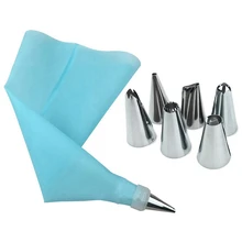8Pcs/Set Kitchen Accessories Icing Piping Cream Pastry Bag+ 6X Stainless Steel Nozzle Set Diy Cake Decorating