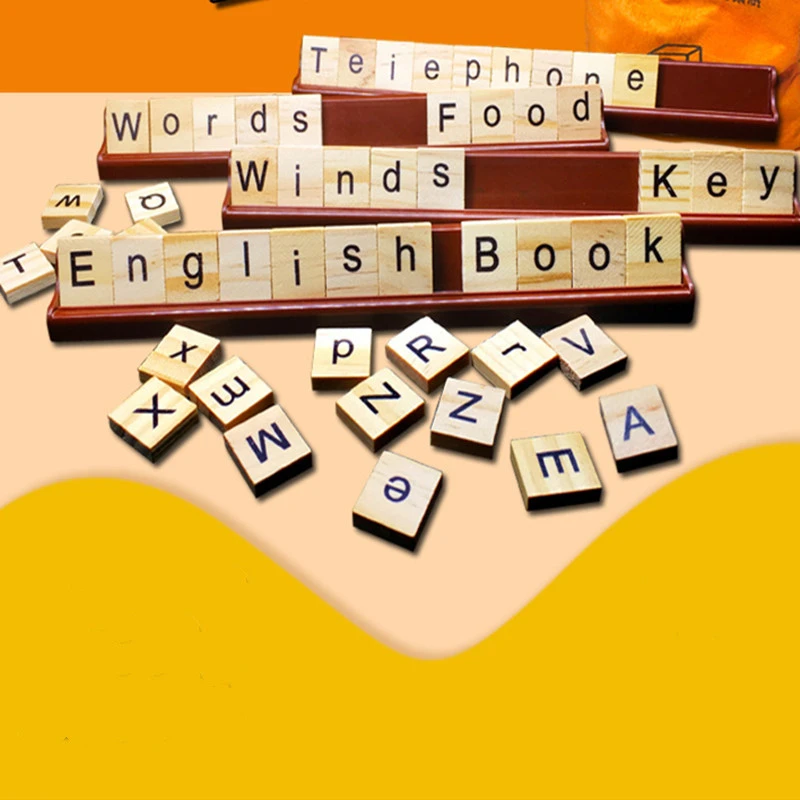 

English Word Spelling Wooden Building Blocks Family Table Game Childrens Toys 26 Letter Full Set Of Natural Spelling Teaching