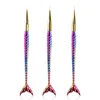 New 3 sizes available Colorful Fish Tail Design Nail Art Line Painting Pen Handy Crystal Acrylic Drawing Pen Mermaid Nail Tools 5