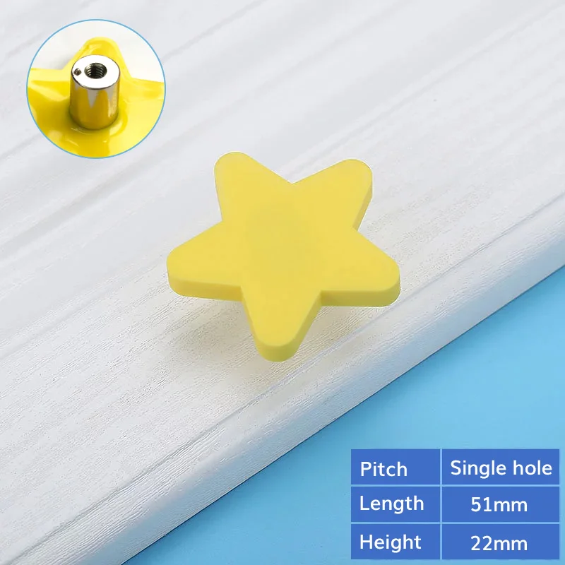 Yellow Star S Детские резиновые дверные ручки милое Розовое Сердце Звезда Луна облако кухонный шкаф ручки и ручки Мебель Ручки выдвижной ящик - Цвет: Yellow Star S