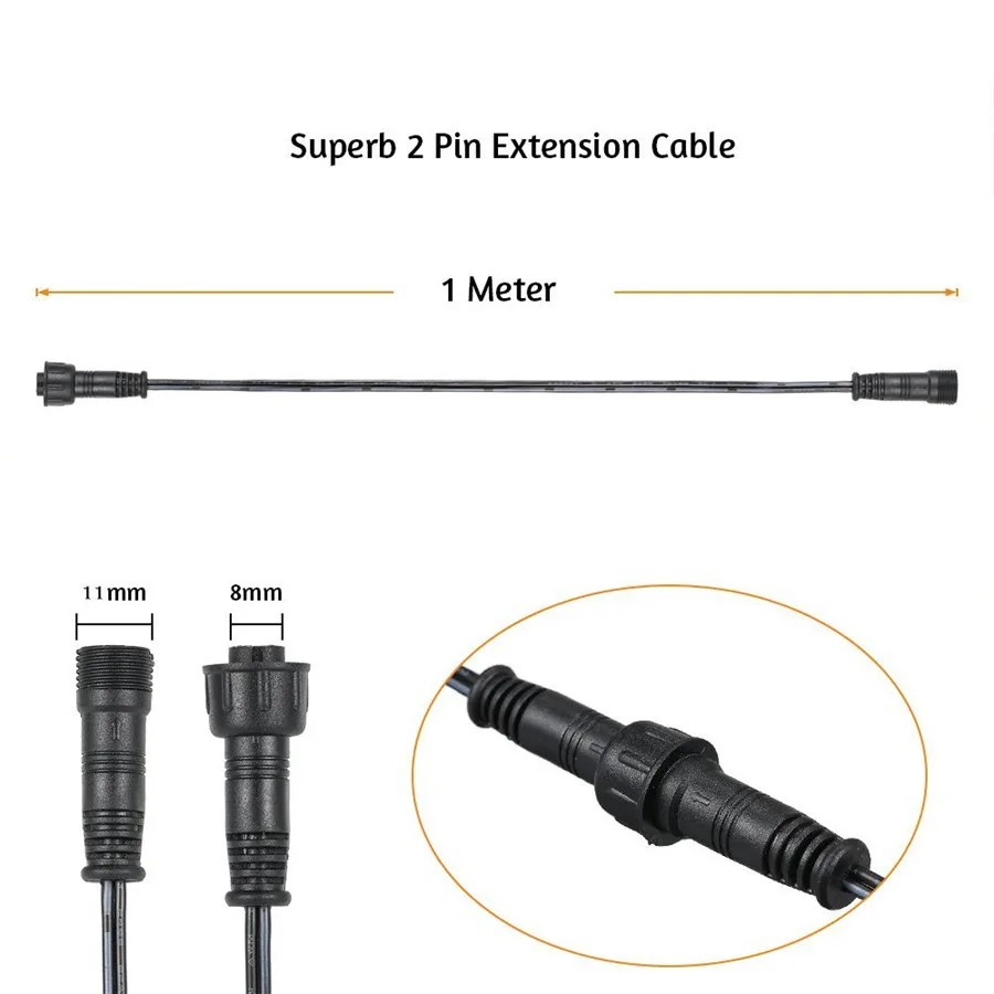 Thrisdar 5PCS 1M Extension Cord Extension Cable For Underground Floor Light IP67 Male and Female Connectors for Decking Light 5