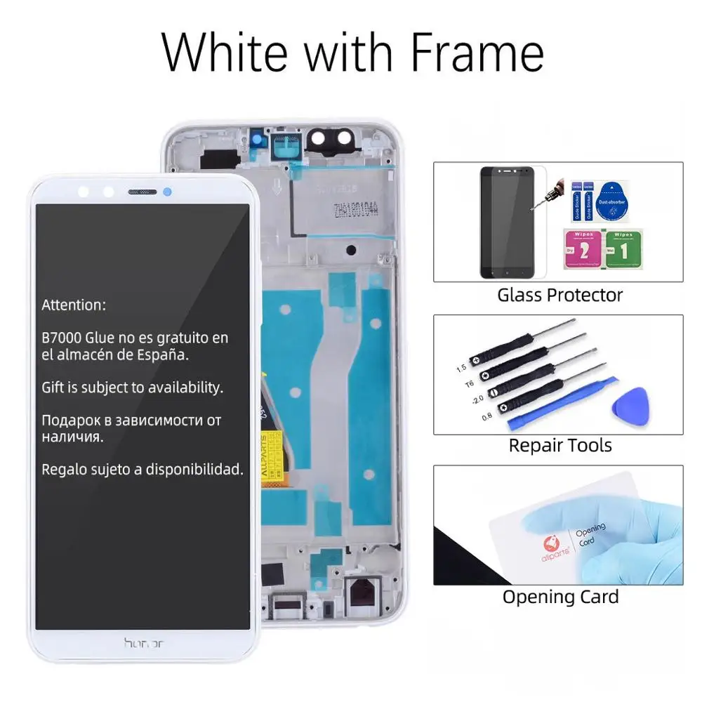 White with Frame Дисплей для HUAWEI Honor 9 Lite экран в сборе с тачскрином на рамке 5.65'' черный белый золото серый синий lld-al00 al10 tl10 - Цвет: White with Frame