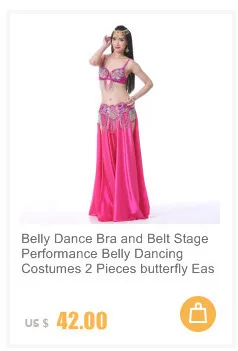 Женский костюм для танца живота, топы с бабочкой для худых девочек, одежда с блестками, 3 шт., браллет и юбка на поясе