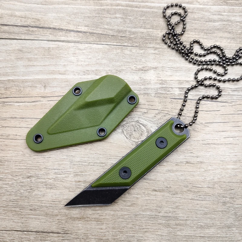 Green Прямая поставка 3Cr13 стальной нож с фиксированным лезвием EDC Мини Походный нож ABS Ручка Портативные Ручные инструменты с ожерельем и чехол для ножа - Цвет: Green