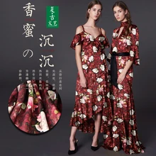 118cm wide silk stretch satin fabric meter 19 mm digital inkjet Chinese silk fabric stretch spandex fabric wholesale silk cloth