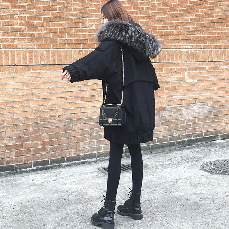 Зимняя куртка размера плюс 4XL, ветровка, женское Свободное длинное пальто, Хлопковая женская одежда, парка, Женская Корейская шапка с капюшоном
