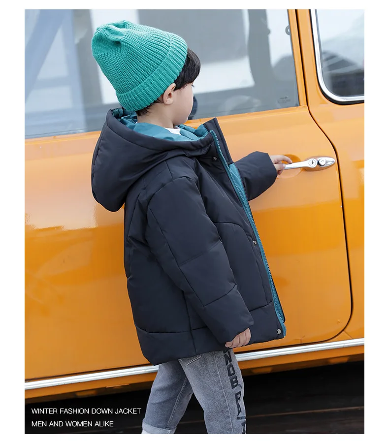 CHILDREN'S down Jacket Thick Mid-length White Duck down BOY'S Coat Hooded Children Winter New Style Western Style