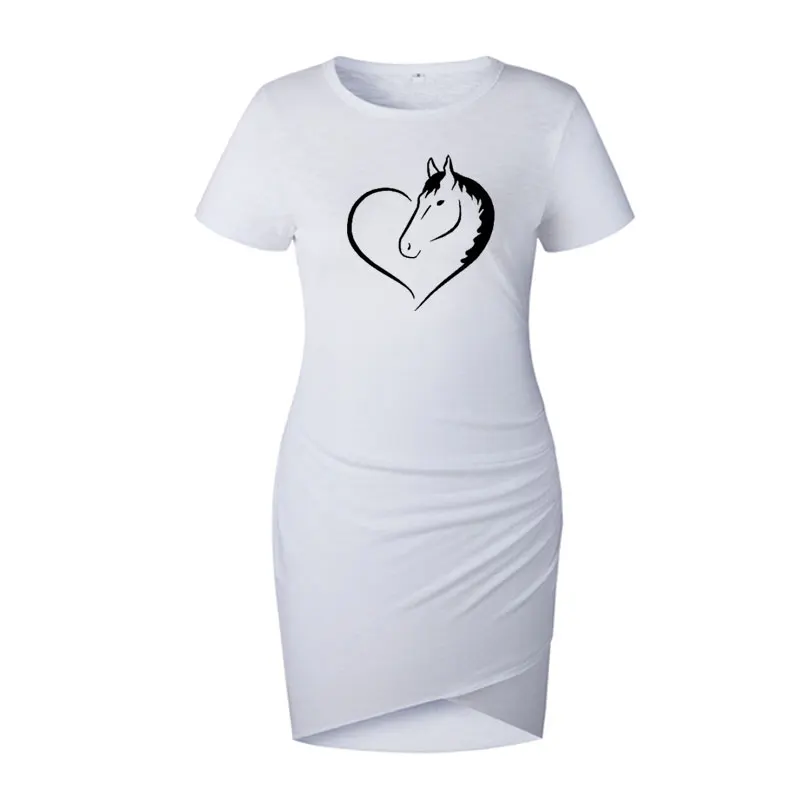 Love Heart Horse Платье с принтом женское летнее модное платье брендовая одежда