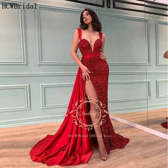 Vestido De Noche Brillante De Para Vestido De Fiesta Sexy Con Abertura Lateral Desmontable, Personalizado, Para Ocasiones Especiales, Nuevo Diseño Vestidos De Noche - AliExpress