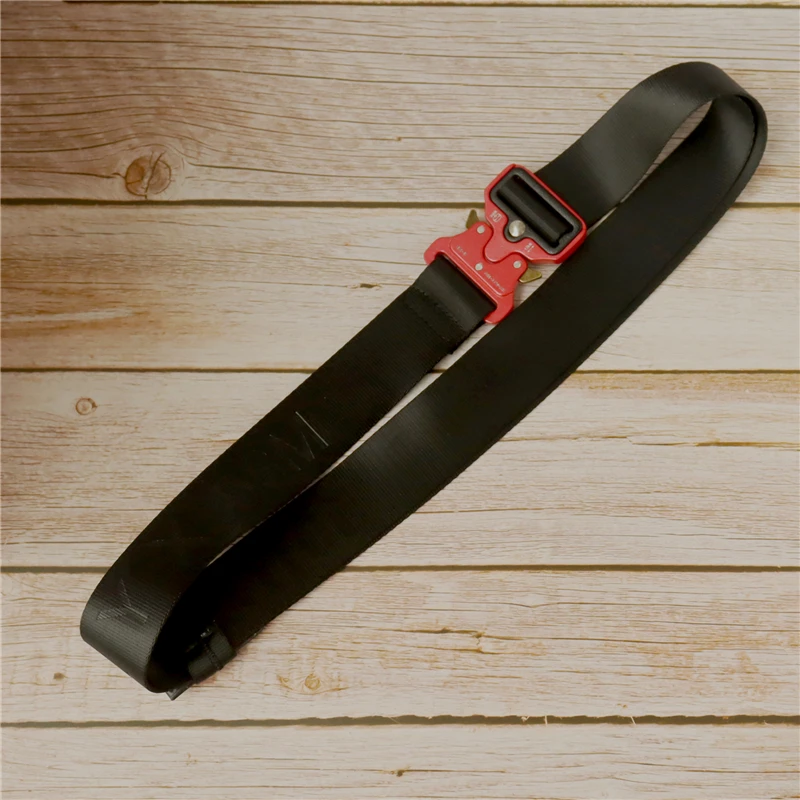 1017 ALYX 9SM Belt Men Women 1:1 High-Quality Rollercoaster Red Metal Buckle ALYX Belts Jacquard Logo Labeled