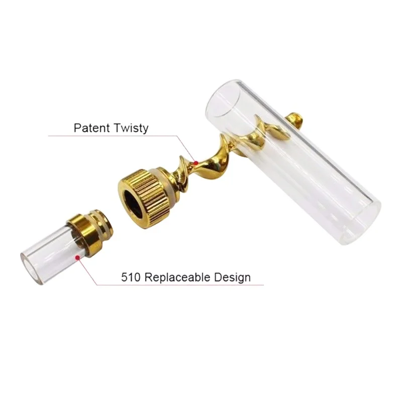 Portable Glass Spiral Orbit Pipe V12 Mini Twisty Metal Tip Smoking Cigarette Tool  Blunt Dry Herb Pipe with Cleaning Brush - Image 5