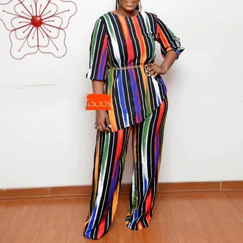 

Color Striped 2 Two Piece Set Women Outfits Plus Size Top And Pants Casual Matching Sets For Women Lounge Wear Tracksuit Fall