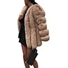 Коричневый Горячая Рождественский подарок зимняя однотонная утепленная куртка из искусственного меха женская Свободная теплая Элегантная куртка с длинными рукавами для ночного клуба - Цвет: Коричневый