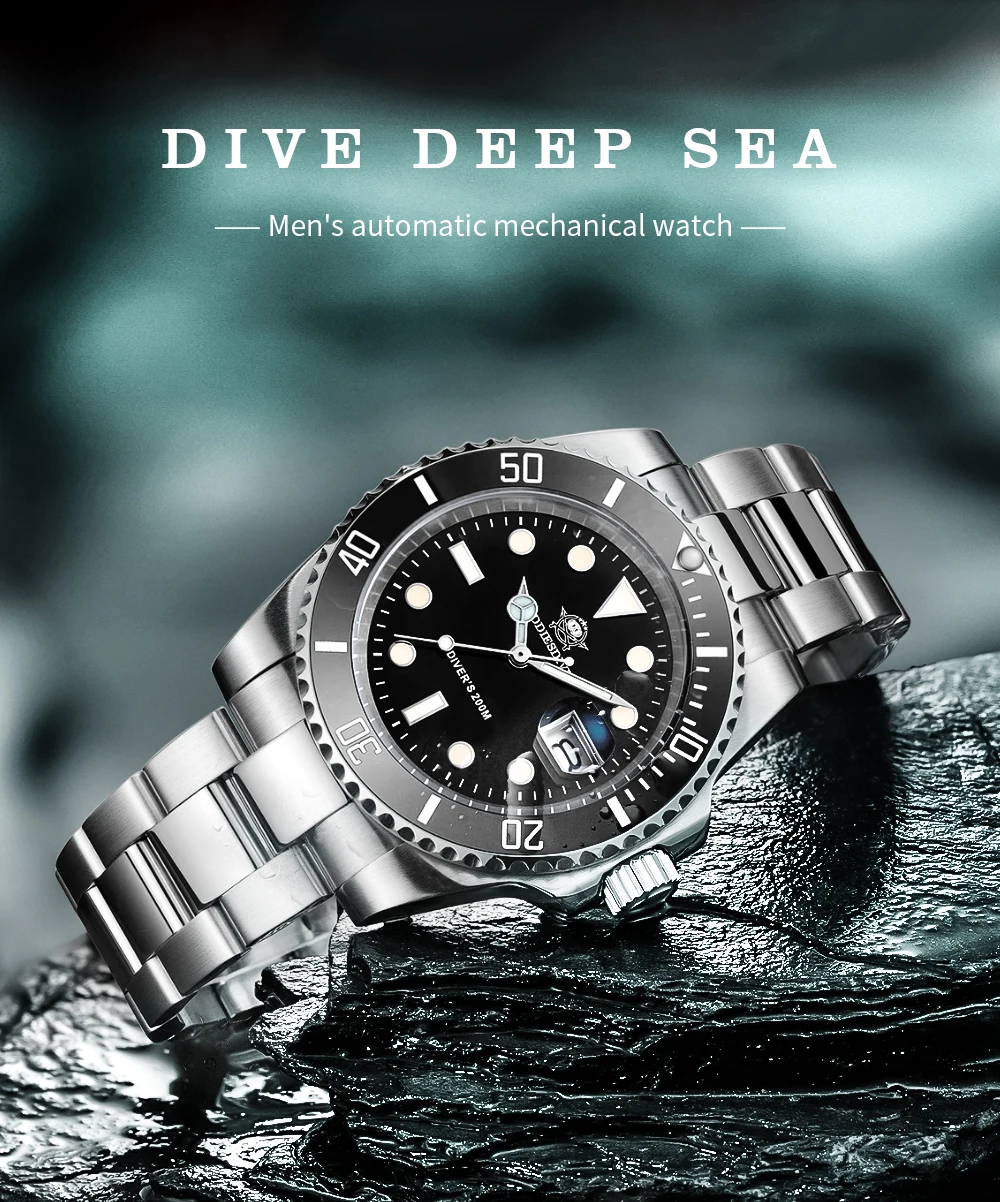 2020 New Fashion Watch Stainless Steel Diver Watch 200M C3Super luminous Sport luxury stainless steel watch Quartz Men's Watch