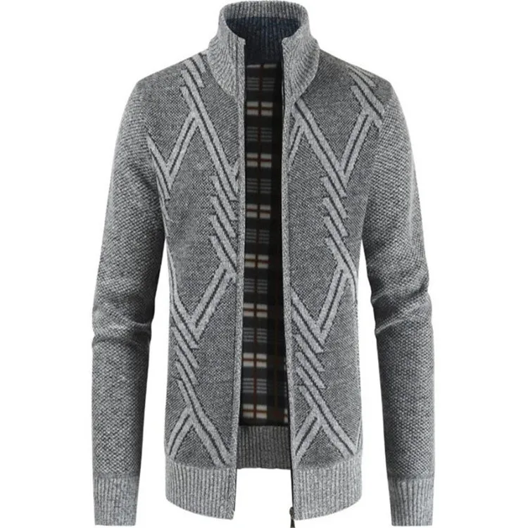 Light grey Новинка мужской повседневный модный трендовый кардиган свитер с длинными рукавами - Цвет: Light grey