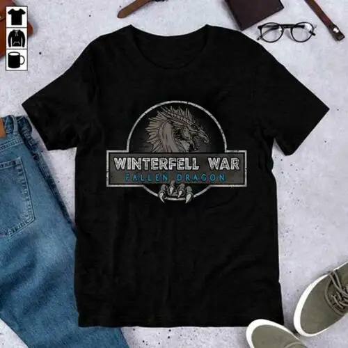 Winterfell War Fallen Dragon Игра престолов футболка черный хлопок для мужчин S-3XL |